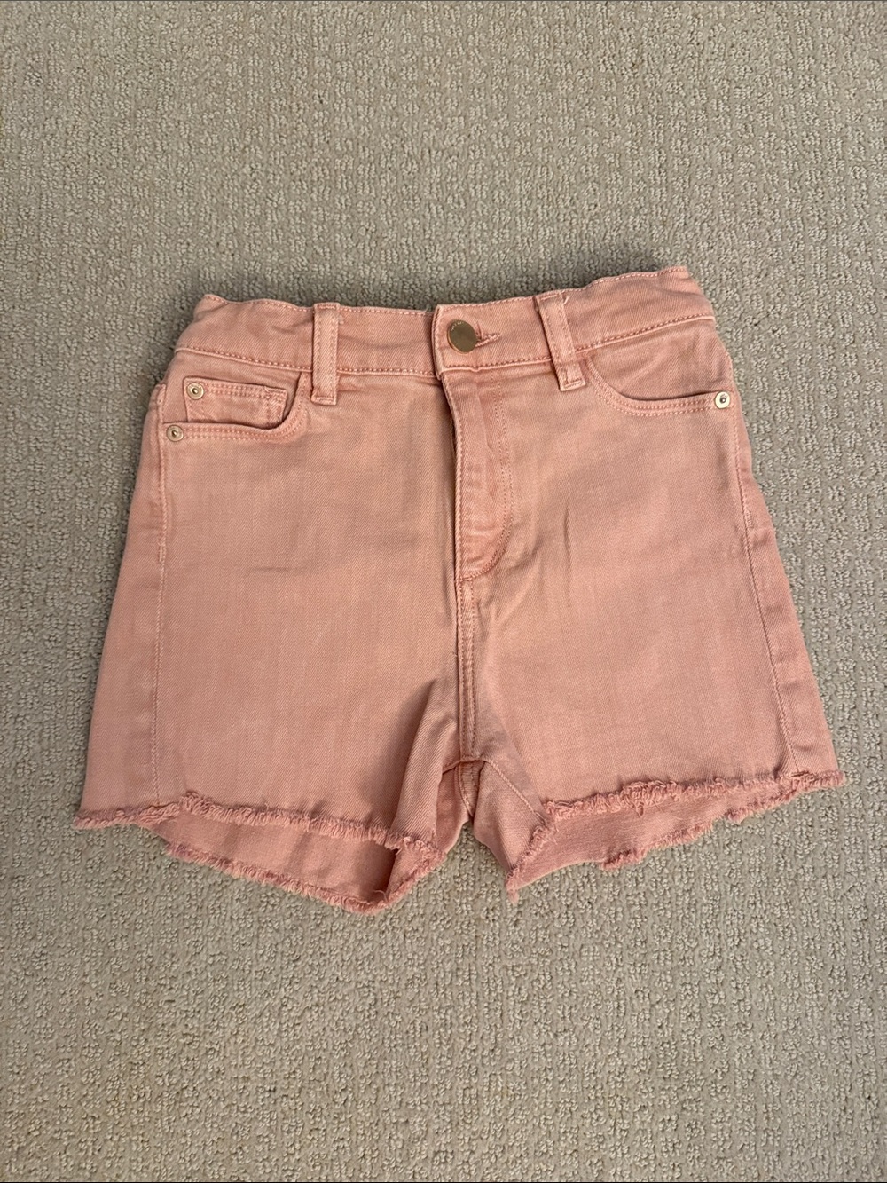 DL1961 Blush Pink Frayed Hem Kids Denim Shorts